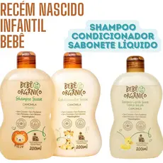 Kit Banho Shampoo de Bebê + Condicionador + Sabonete líquido - Recém nascido - Infantil Bebe 600 ml