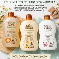 Kit Shampoo + Condicionador + Loção Hidratante - Cuidado Natural e Delicado para o Bebê 600 ml