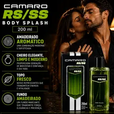 Body Splash Perfume Masculino 200 ML Camaro RS/SS Amadeirado Aromatico Cheiro Elegante LImpo e Moderno