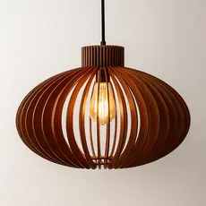 Luminária Pendente de Teto Decoração Casa Cozinha Sala Lustre Madeira MDF Presente Barato
