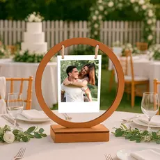 Centro de Mesa em MDF Cru com Porta Retrato Decorativo para Casamento, Festa e Formatura