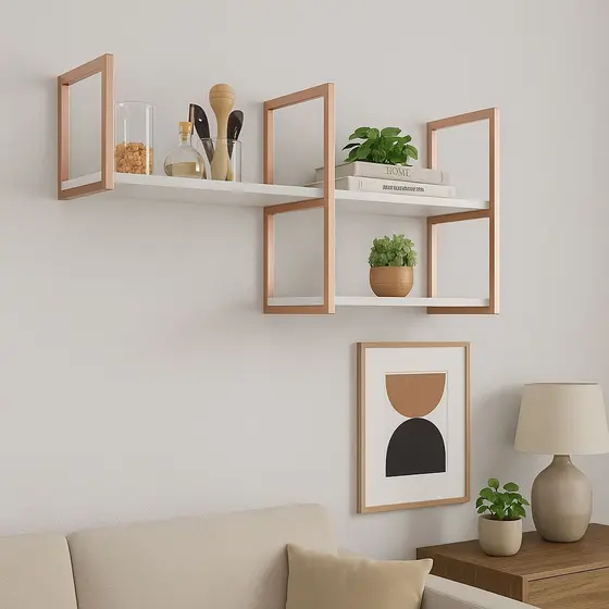 Nicho Prateleira Suspensa Estilo Industrial Teto E Parede Rose Gold