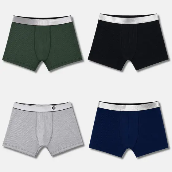 Kit 4 Cuecas Boxer Confortável Masculino Poliéster Elasticidade Adulto Roupas Íntimas Homem Estilo