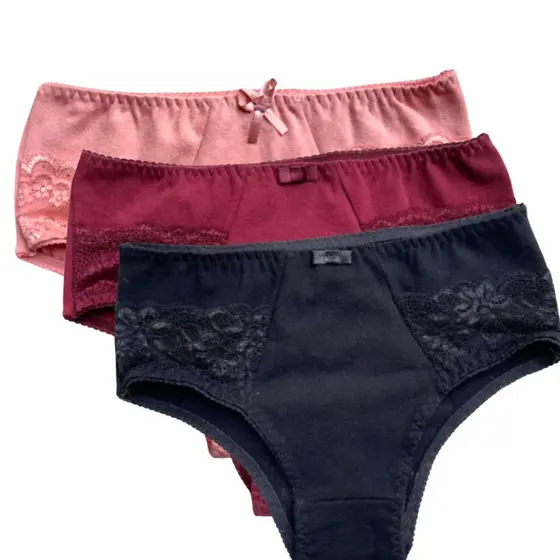 Kit 3 Calcinha Renda Modeladora Algodão Confortável Costa Alta Segura Barriga Conforto