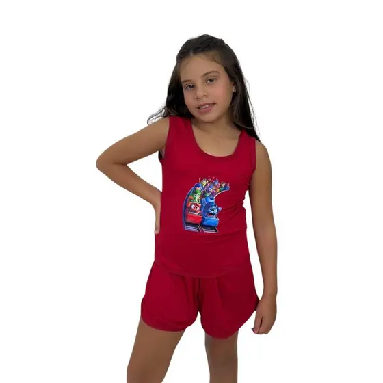 Pijama Feminino Infantil Baby Doll Estampado Short Doll Tecido Suede Confortável