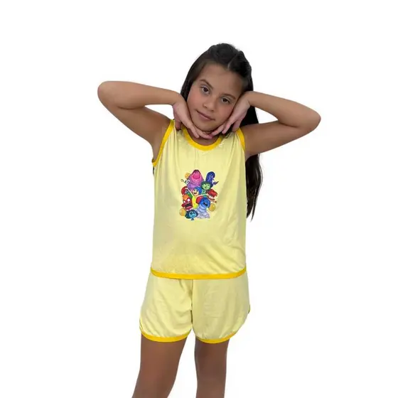 Pijama Feminino Baby Doll Infantil Estampado Short Doll Confortável Tecido Suede