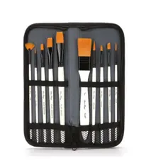 Kit Pincel Com Estojo Pintura Mdf Madeira Aquarela Artesanato