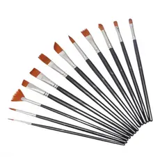 Kit 12 Pincel diferentes Nylon Artesanato Pintura Mdf Madeira Aquarela Tela Quadro