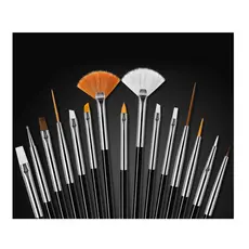 Kit 15 Pinceis Manicure Trabalhos Delicados Detalhes Pequenos Decorações Pintura Artesanatos