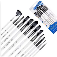 12 Pincel Nylon Pintura Mdf Madeira Aquarela Tela Quadro