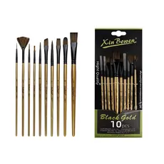 Kit 10 Pincel Luxo Nylon Aquarela Mdf Madeira Tela Quadro