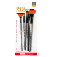 Kit 4 Pincéis Cerdas Nylon Cabo Madeira Artesanato Pinturas