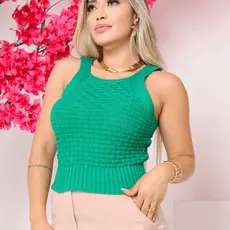 Regata Cropped Feminina Tricot com Textura Tijolinho | Elegância, Conforto e Estilo | Toque Macio