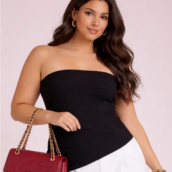 Tomara que Caia Assimétrico Suplex Plus Size Blusa Top Tomaraque