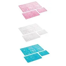 Normógrafo Cristal / Rosa / Azul - Kit com 3 réguas Waleu