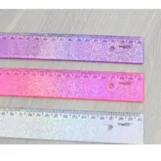 Régua Escolar De 30cm Holográfica Glitter Rosa/ Lilás / Prata / Laranja Maxcril