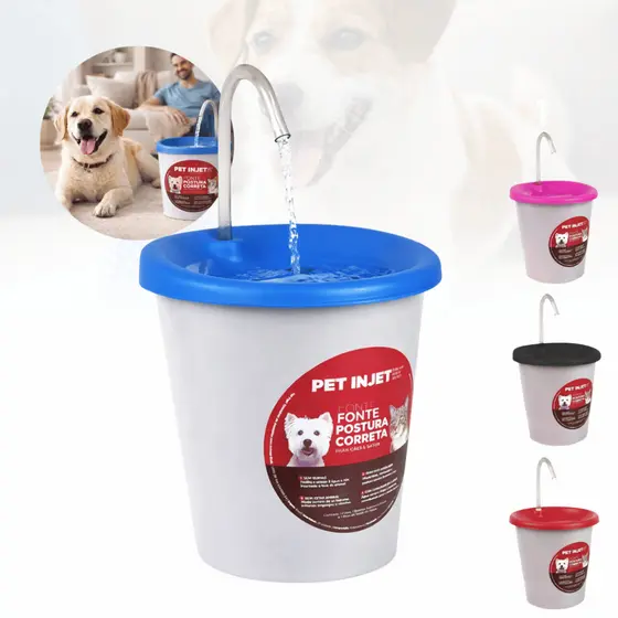 Fonte Bebedouro Pet 2L Postura Correta Bivolt Cães e Gatos com Filtro