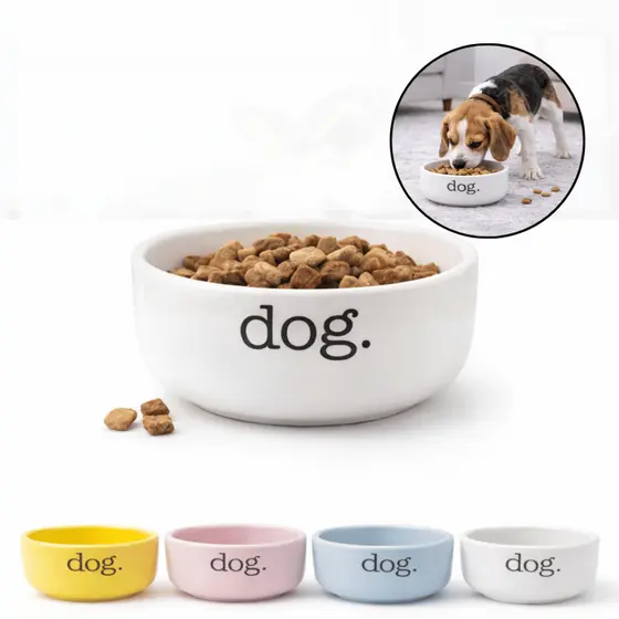 Comedouro Porcelana Dog 390ml Ceramica Esmaltado Medio Para Cachorro e Gato