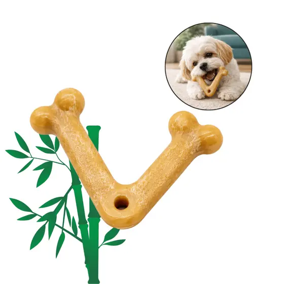 Brinquedo Mordedor Osso Bamboo V Truqys Sabor Bacon Limpa Dentes Tártaro Cães Pequeno