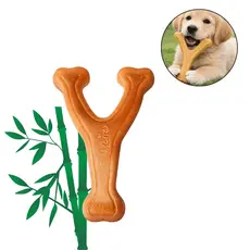 Brinquedo Mordedor Osso Bamboo Forquilha Médio Cães Limpa Dentes Anti Tártaro