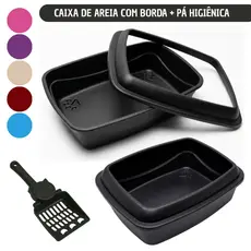 Bandeja Alta Caixa de Areia Para Gato 46cm com Borda e Pá Higiênica Antirrespingos Resistente