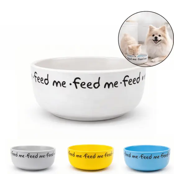 Comedouro Porcelana Feed Me 700ml Grande Cães Gatos Cerâmica Resistente