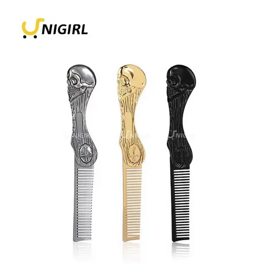Pente Barba Portátil Dobrável Corte Profissional De Barbeiro Cabeleireiro Cabelo Pente Cabeça Caveira