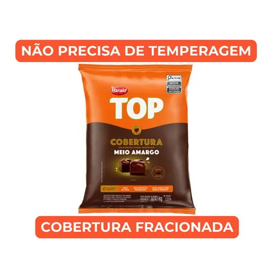 Harald Gotas Cobertura Top Meio Amargo 1,010Kg – Fácil Derretimento e Sabor Intenso