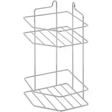 Suporte porta shampoo condicionador 2 andares 32 x 14 cm canto de parede aço cor branco