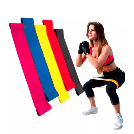 Kit 5 Faixas Elásticas Para Exercícios Multifuncional Yoga Fisioterapia e Treino