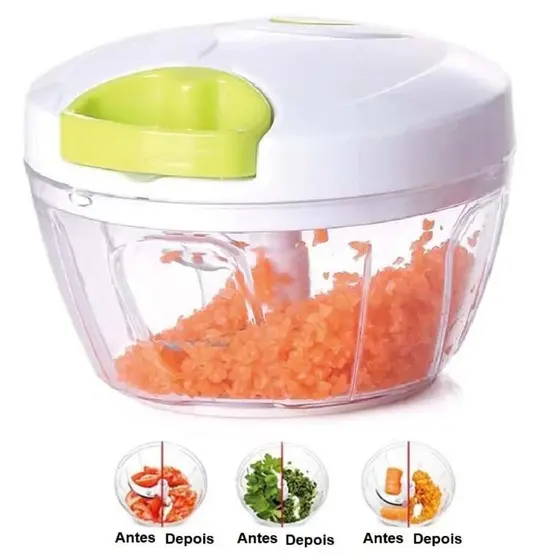 Kit 2 Processador de alimentos - manual - 3 Lâminas - aço Inox - 500ml - Triturador legumes verduras
