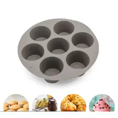 Forma Assadeira silicone Antiaderente para Cupcakes Muffins Mini Bolo com 7 Cavidades Forno e Air
