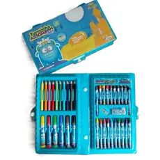 Estojo Maleta Pintura 48 Peças Infantil Canetinhas Giz Lápis de Cor - COR AZUL