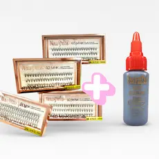 Conjunto de Cola 30ml Salon Pro + Caixa Com Cílios postiços 6D MINK NEW SHOW - Tufos Sem nó