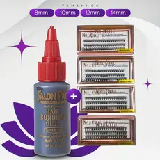 Kit Cola 30ml Salon Pro + Cílios Postiços 6D Mink New Show Tufos Sem Nó