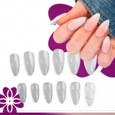 KIT 100 / 200 UNHAS POSTIÇAS INTEIRAS AMENDOADA NATURAL