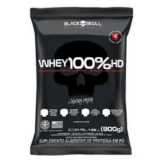 Whey Protein 100% HD 900g (Refil) - Isolado, Concentrado e Hidrolisdo - Caveira Preta Black Skull