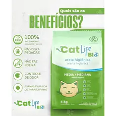 Areia Higiênica Biodegradável Cat Life Bio Media 4 Kg - Menos Rastro