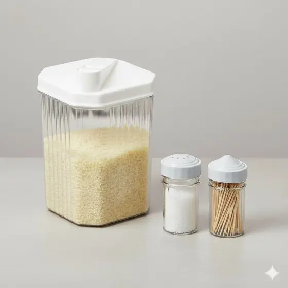 Kit Farinheira + Paliteiro + Saleiro Plástico Resistente Organização Cozinha E Mesa Posta