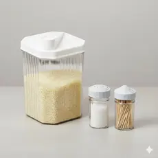 Kit Farinheira + Paliteiro + Saleiro Plástico Resistente Organização Cozinha E Mesa Posta