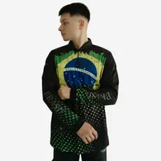 Camisa Camiseta Blusa de Pesca Camping Agro proteção UV BRASIL C/ Bolsa Personalizada