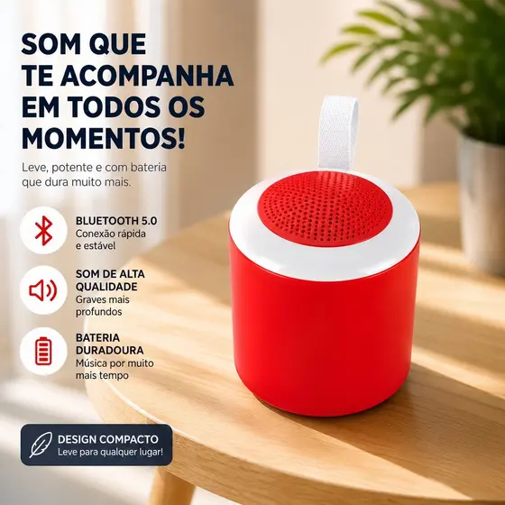 Mini Caixa De Som Bluetooth Portátil Com Led RGB Rádio FM Pen Drive Cartão SD Modelo GTS-1498 - Som Potente e Compacto