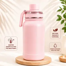 Garrafa Térmica Inox 304 600ml ou 800ml com Alça Portátil Parede Dupla a Vácuo Conserva Quente e Frio