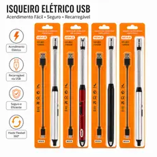 Isqueiro Elétrico Recarregável USB Pescoço Flexível 360° Acendedor de Churrasqueira Velas Fogão Sem Gás