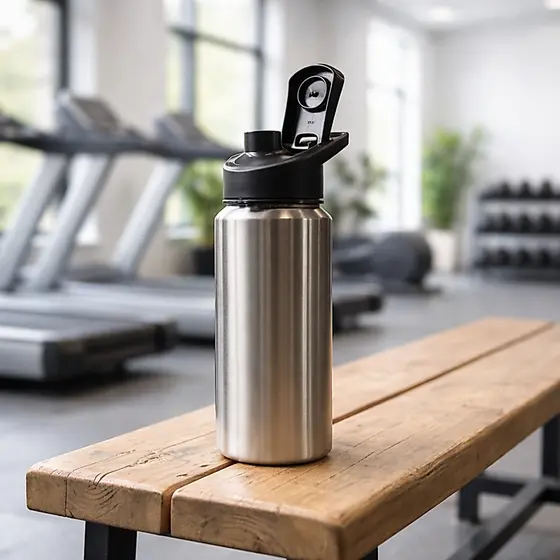 squezze terramada aluminios segunda linha fitness com tampa plastico 600ml branca e polida abre e fecha