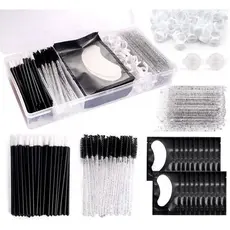 Kit utensilios Lash iniciante -pincel, escovinhas e anel para extensão de cílios com 120 unidades na