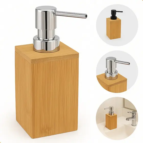 Dispenser Moderno para Sabonete ou Detergente em Bambu Estilo e Funcionalidade