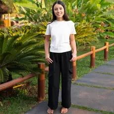 Calça Pantalona Infantil Menina Wide Leg Cargo Infanto Juvenil Dunas Tendência Com Bolsos do 4 ao 14