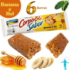 Barra Cereal Banana Mel Pre Treino Corpo & Sabor Montevergine 25g Kit 6 barras