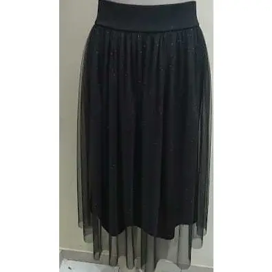 Linda Saia midi Comprida Tule Com Brilho Moda Evangélica Casual Estilosa